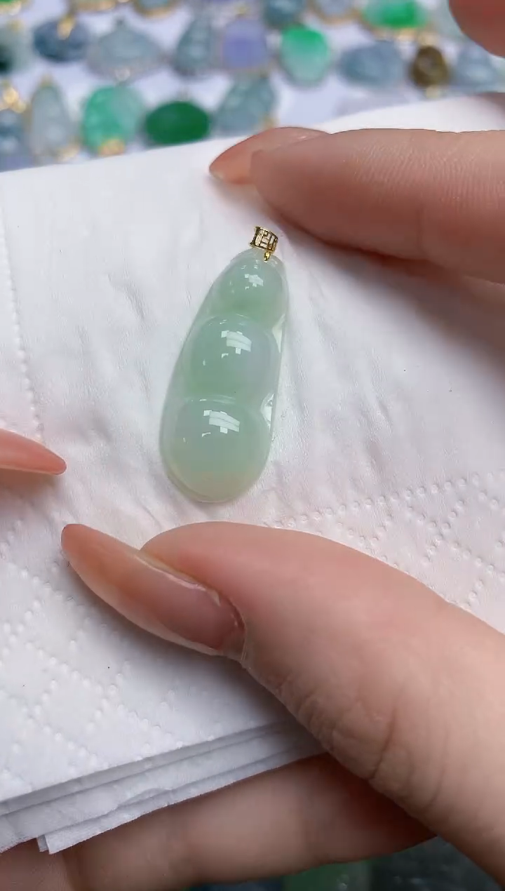 【闪购商品】翡翠颈饰18K金镶嵌天然缅甸翡翠A货