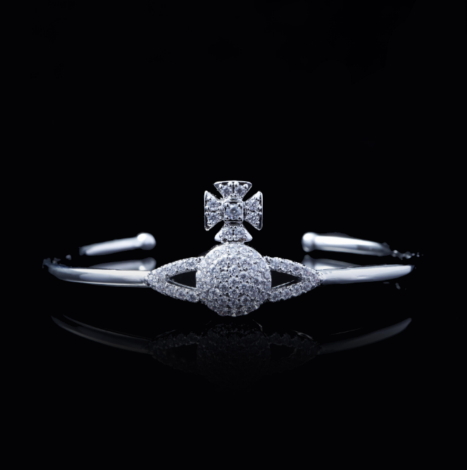 铜合金合成锆石手镯 CC5045  高定系列  开口 手镯