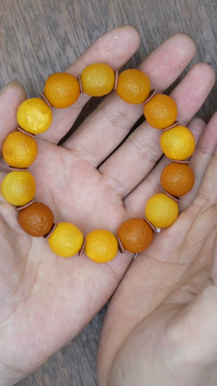 【闪购商品】琥珀裸石未镶嵌老蜡海漂手串