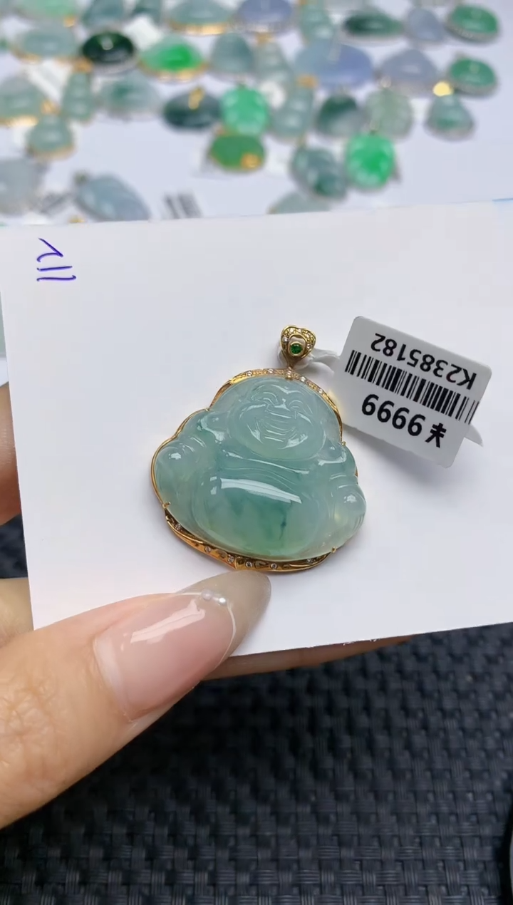 【闪购商品】翡翠颈饰18K金镶嵌 天然翡翠A货