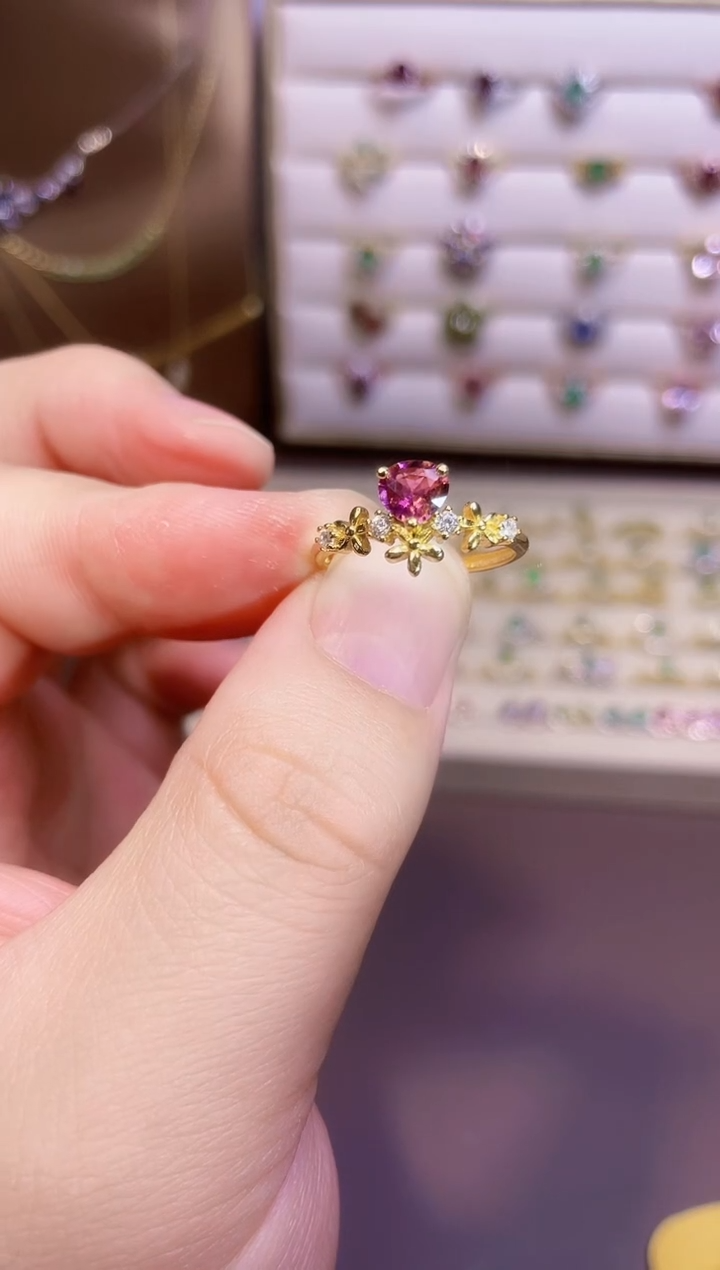 【闪购商品】碧玺戒指银S925镶嵌一枚