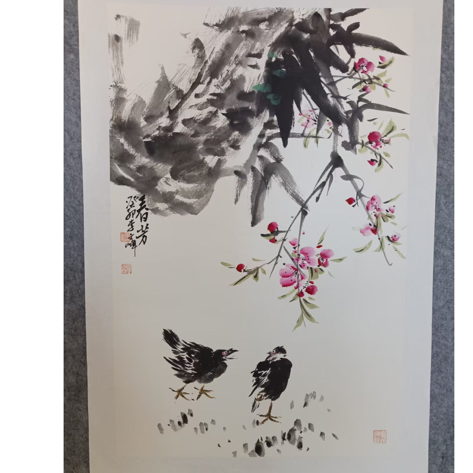 李文峰四尺三开花鸟13