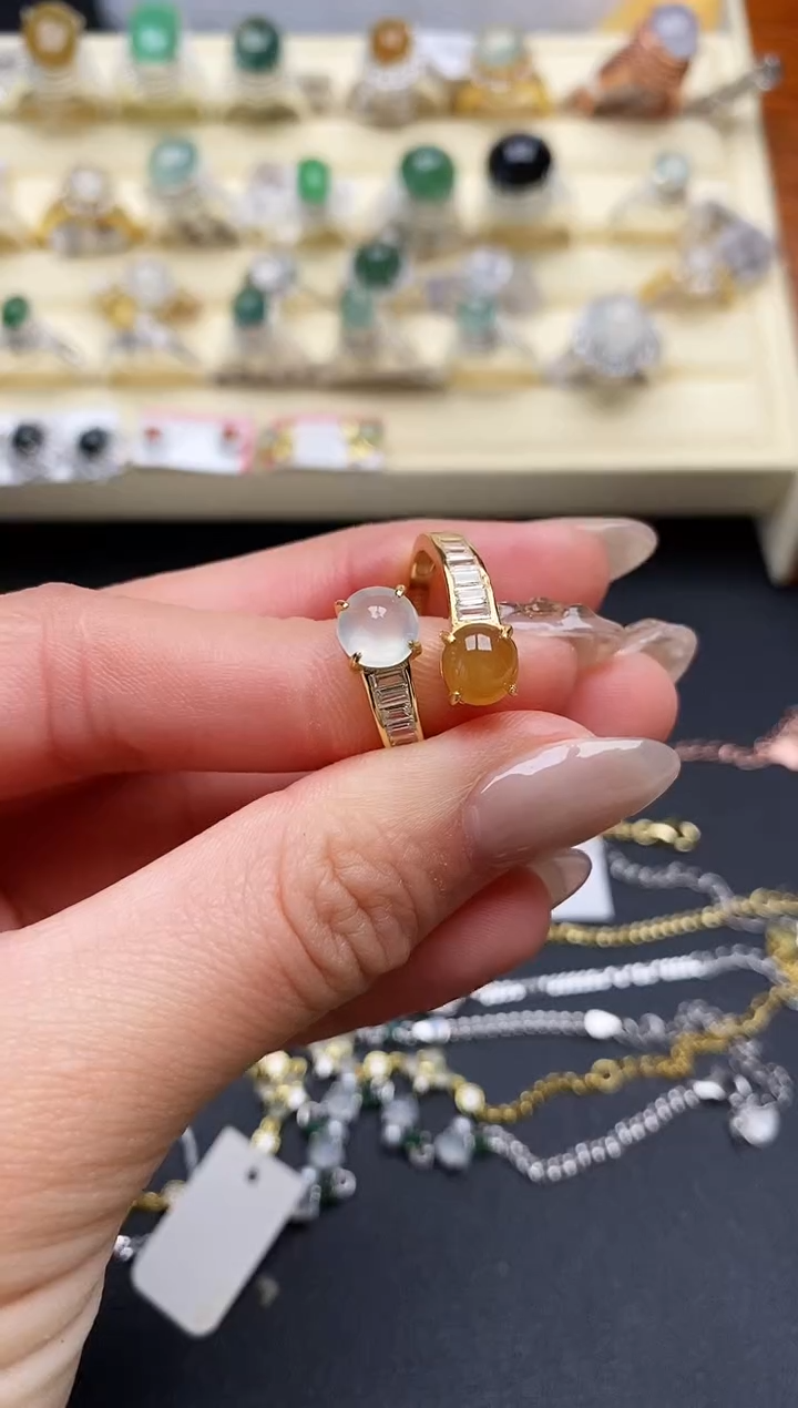 【闪购商品】翡翠戒指银S925镶嵌缅甸翡翠3  7+1