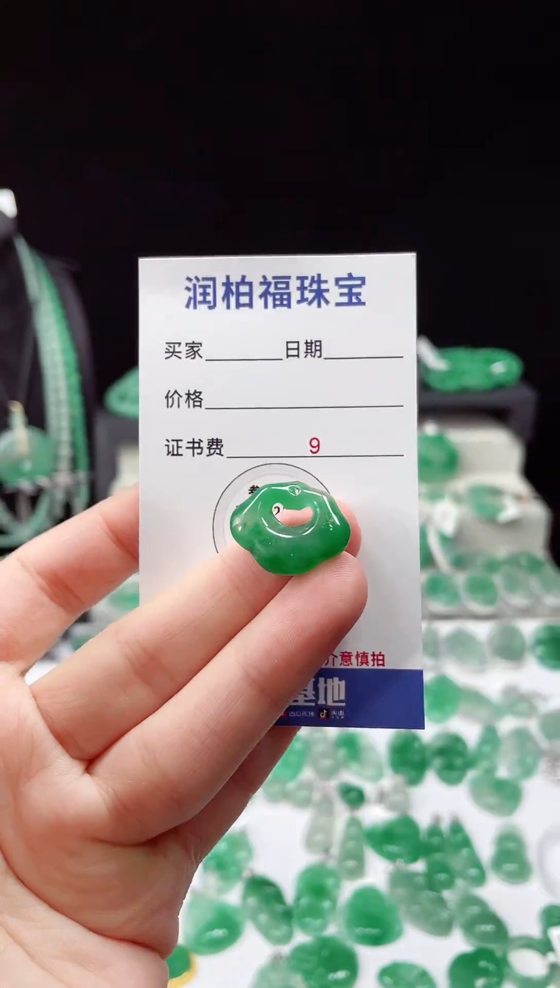 吊坠(赠链)未镶嵌石英质玉（非洲翠）6.169祥云锁