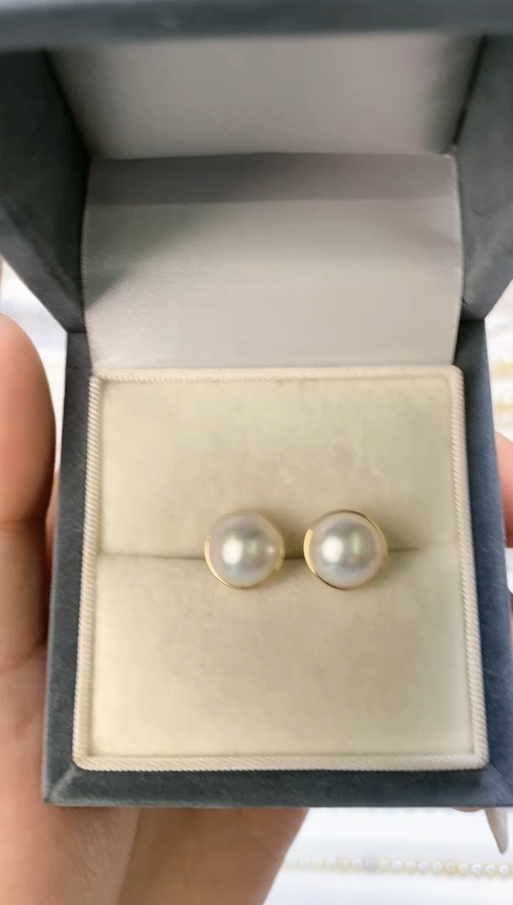【闪购商品】拼合珍珠（马贝珠）耳饰18K金镶嵌0152