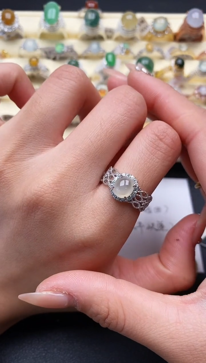 【闪购商品】翡翠戒指银S925镶嵌1111111+4