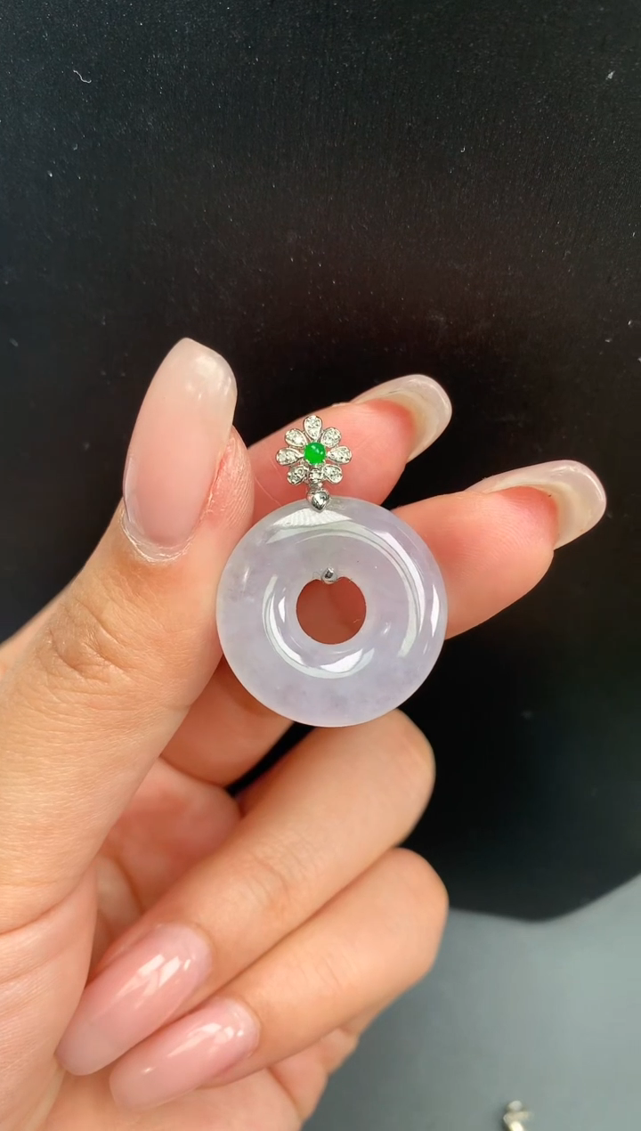 【闪购商品】翡翠颈饰18K金镶嵌甜甜圈1376