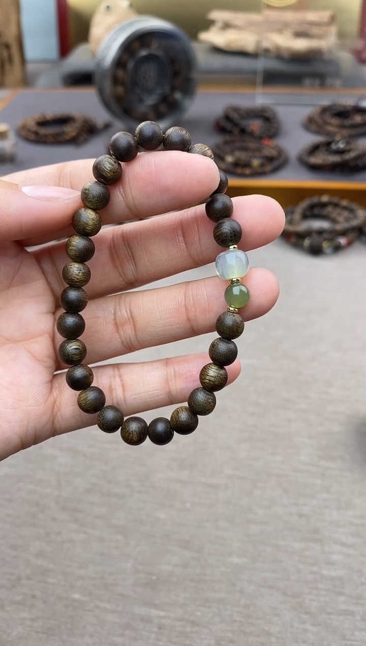 【闪购商品】沉香手串芽庄白棋老料沉水06单圈设计