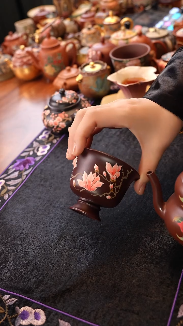 茶壶紫砂革紫泥玉兰杯