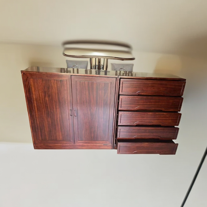 鲁达康实木双门柜五斗柜组合柜客厅大容量中式收纳柜抽屉式带门