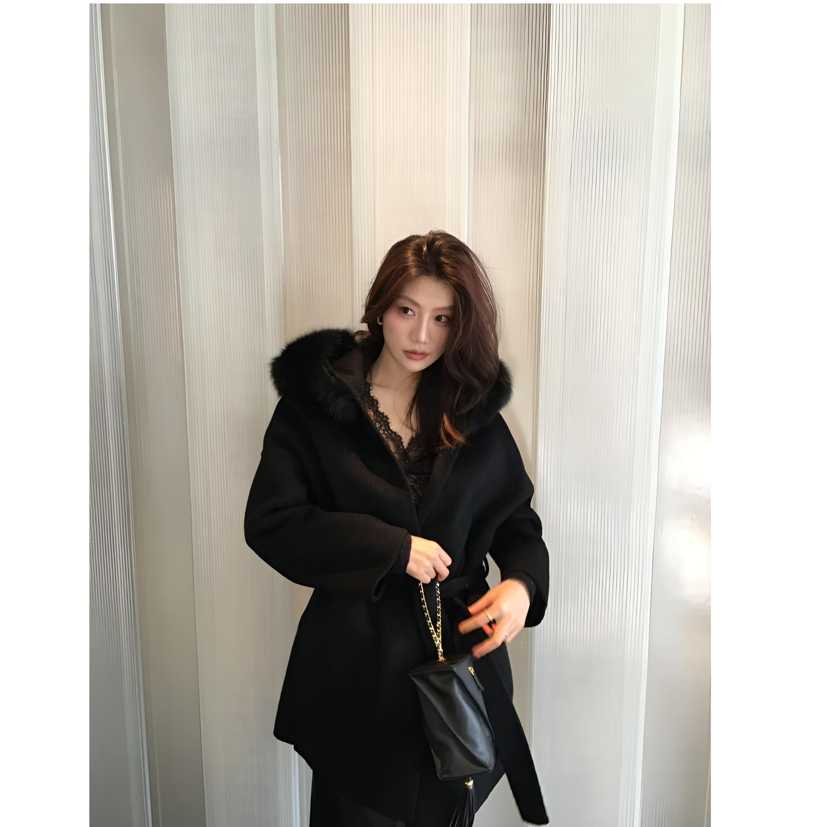 【ALONESAVOR】龍喜儿 冬季毛呢气质收腰大衣外套A225