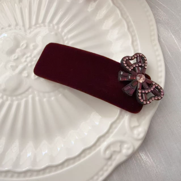 韩国东大门甜美串珠蝴蝶结时尚发夹A108