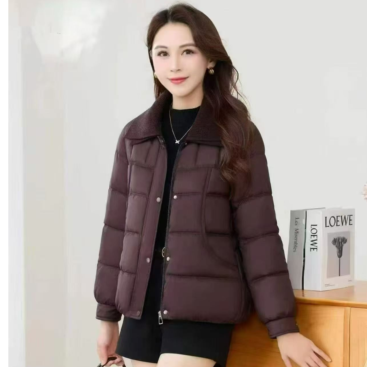 2025常规POLO领法式厚款中老年女装时尚棉袄女装百搭女士冬季