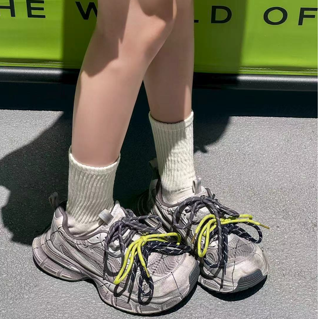 小敏家 复古做旧拼色炸街老爹鞋 新款潮流多鞋带设计感擦色脏脏鞋