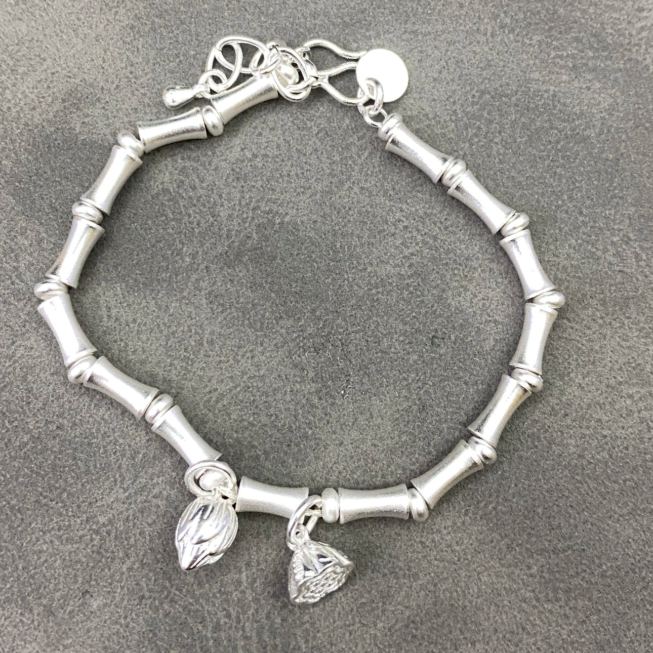 通体  999足银同款 28321古法工艺竹节两世欢手链