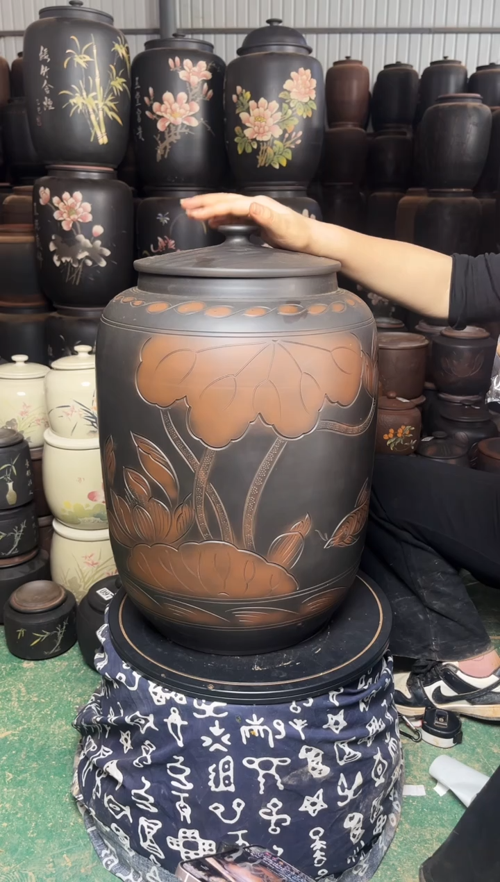 【闪购商品】壶瑕疵茶缸 高51cm 荷花 284 