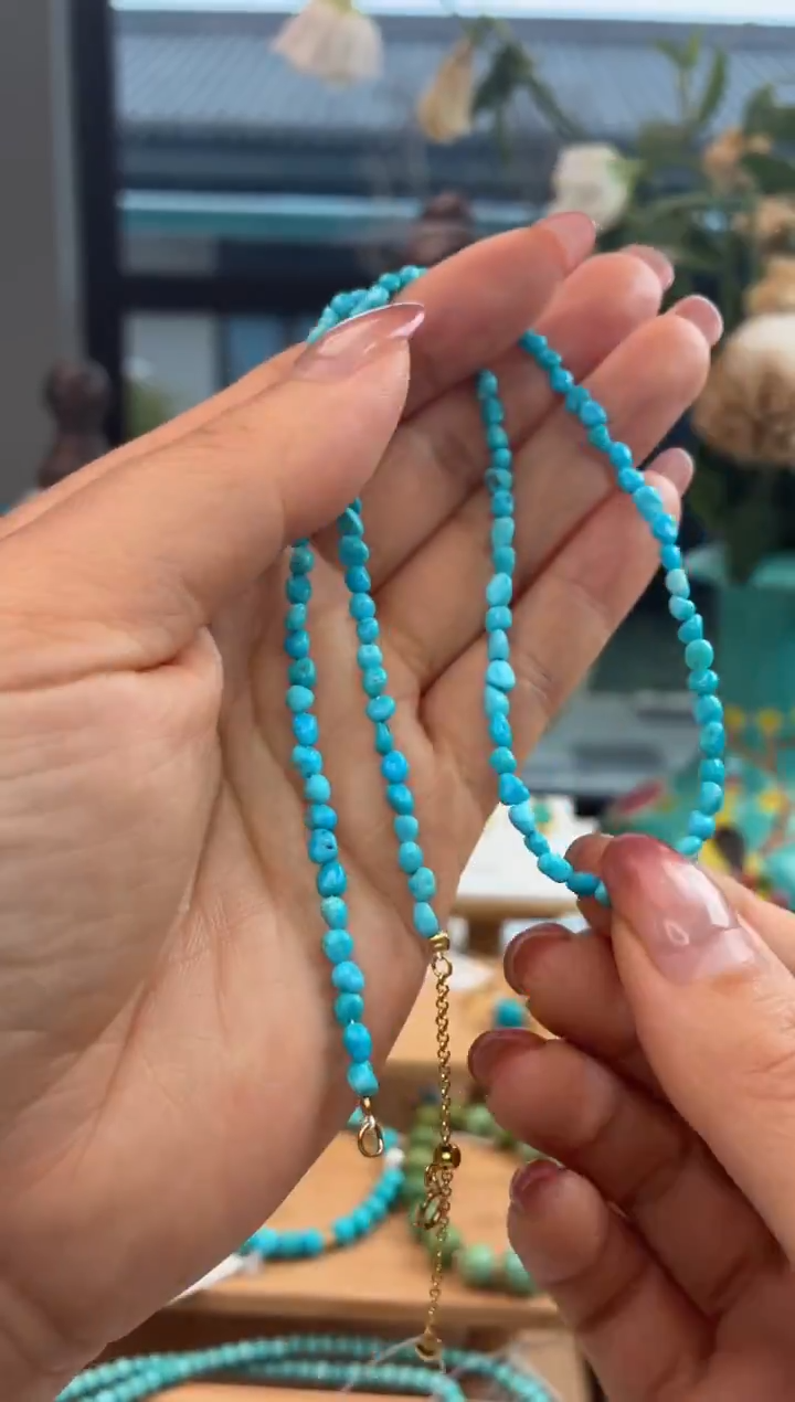 银S925镀金镶嵌绿松石项链1