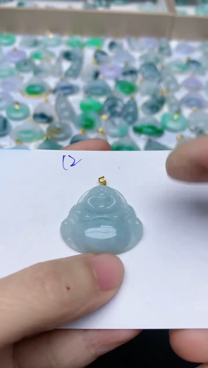 【闪购商品】翡翠颈饰18K金镶嵌天然翡翠A货    