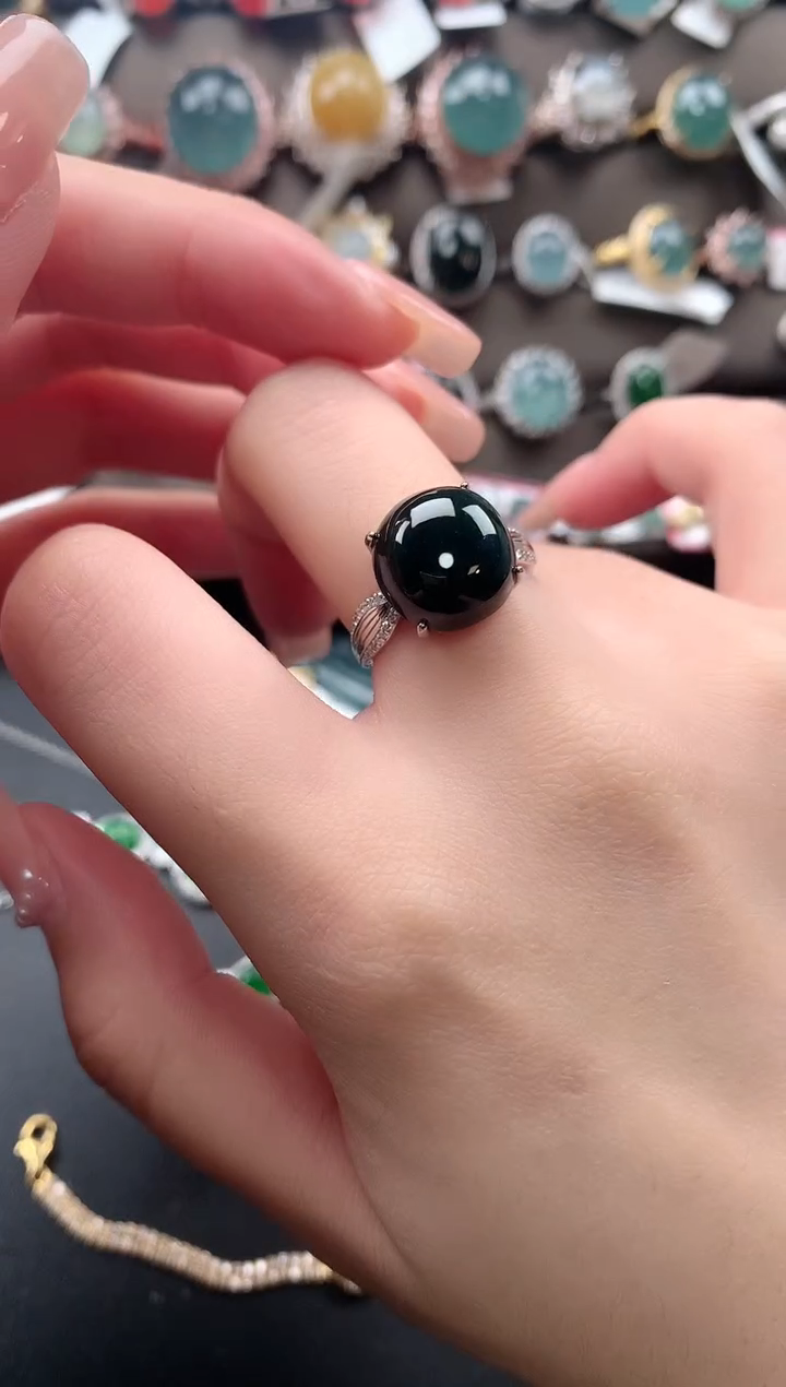 【闪购商品】翡翠戒指银S925镶嵌5121