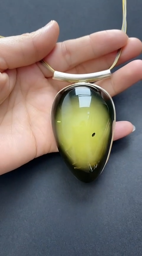 【闪购商品】琥珀裸石银S925镶嵌琥珀吊坠