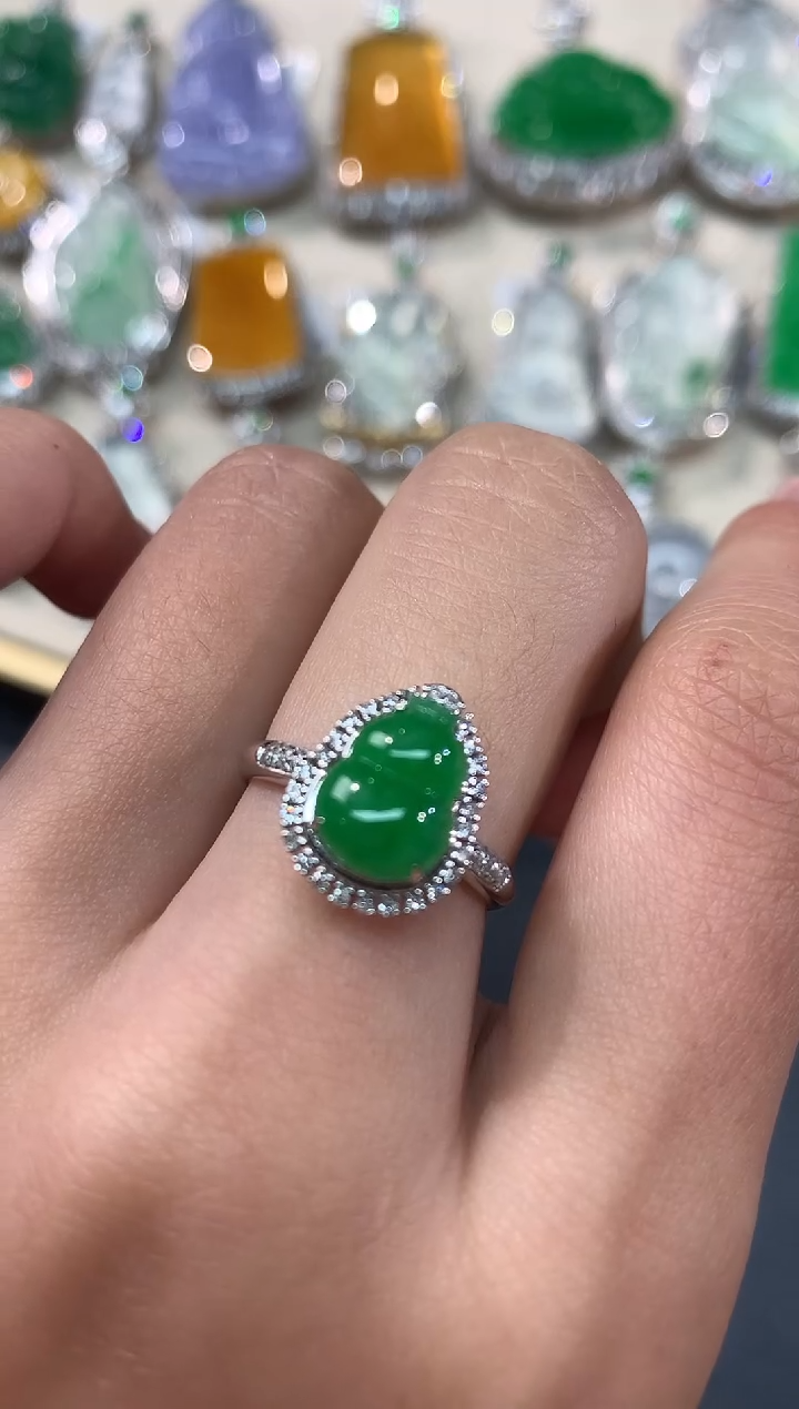 【闪购商品】翡翠戒指18K金镶嵌戒指A236|5800