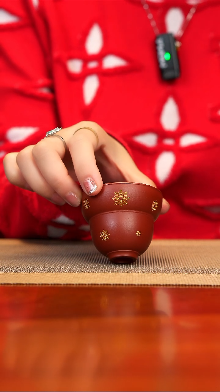 【闪购商品】紫砂茶壶大红袍葫芦杯 雪花描金