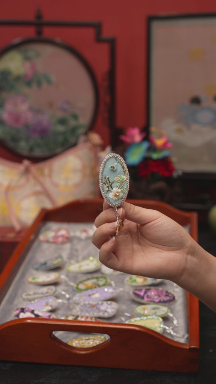 刺绣V*非遗绒花手工饰品