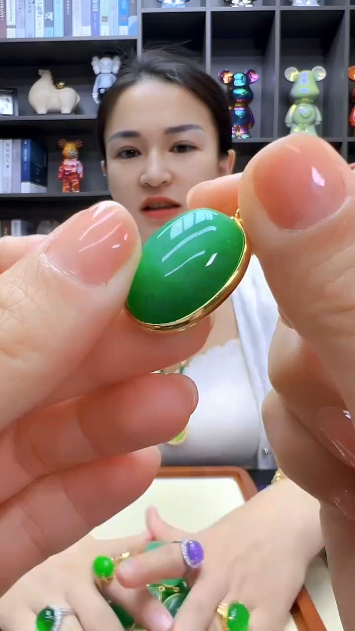 翡翠14K金镶嵌颈饰沉白diy劲饰