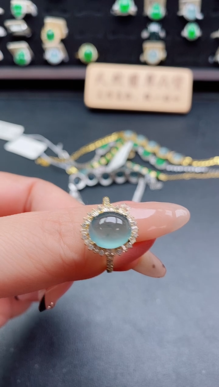 银S925镶嵌戒指翡翠1