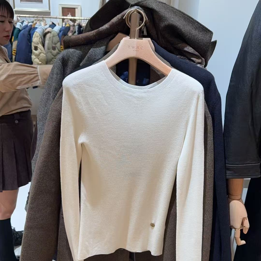 teenieweenie 25RC极简风女装毛针织衫套头款TBKW244904A