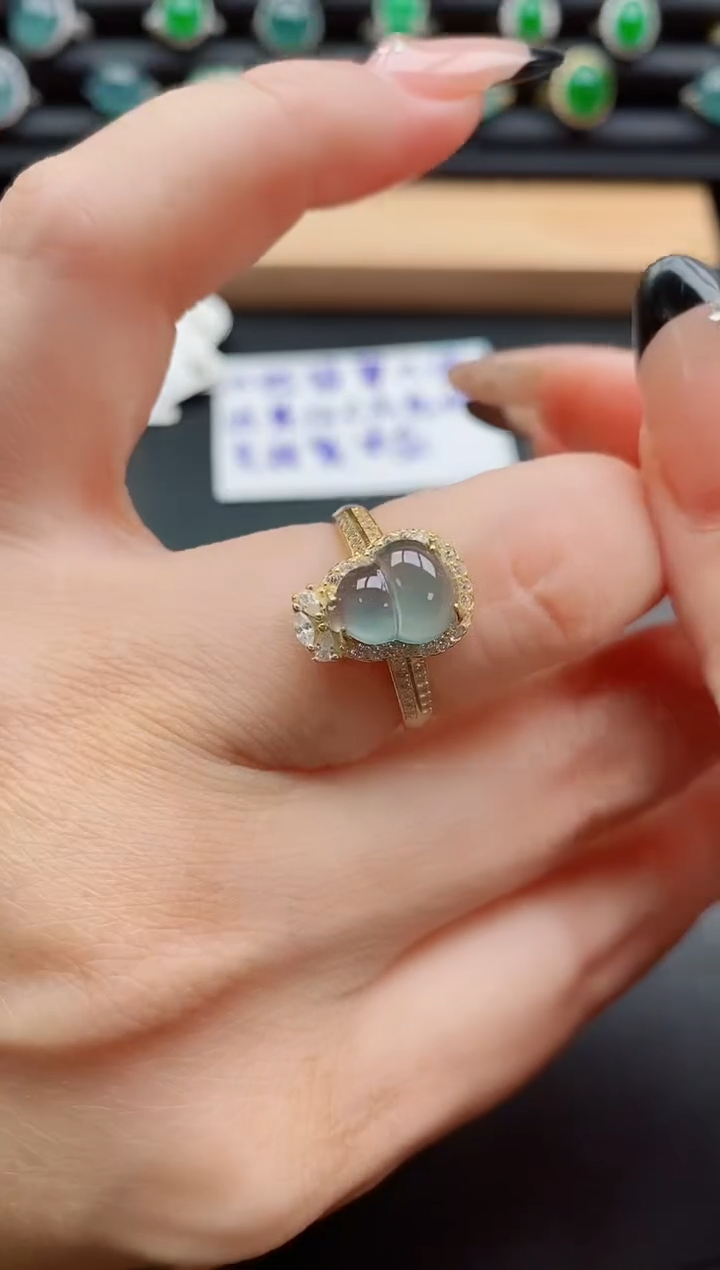 银S925镶嵌戒指翡翠1