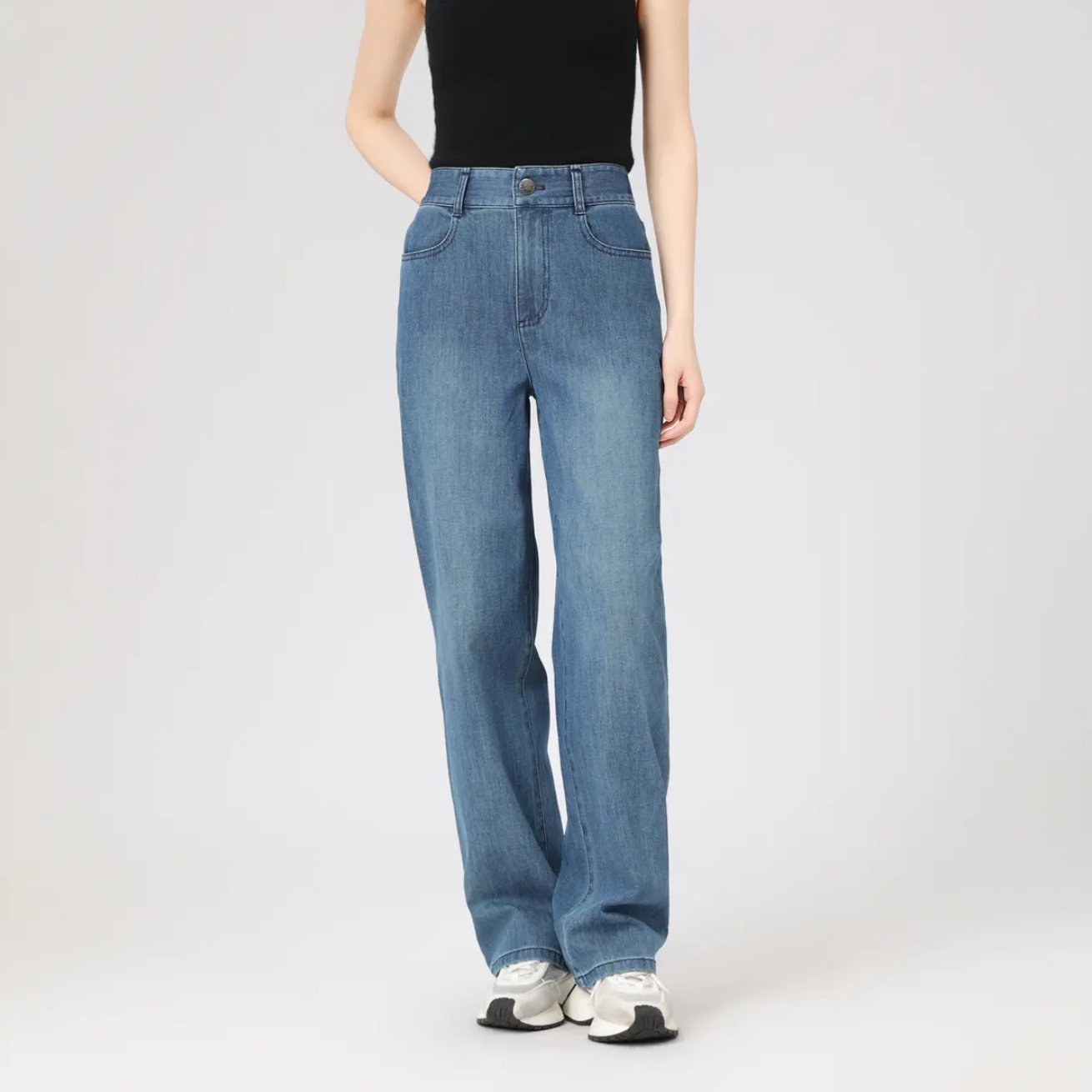 阿玛施/AMASS “高人一等”时尚简约香蕉牛仔裤（加长款）5192588  