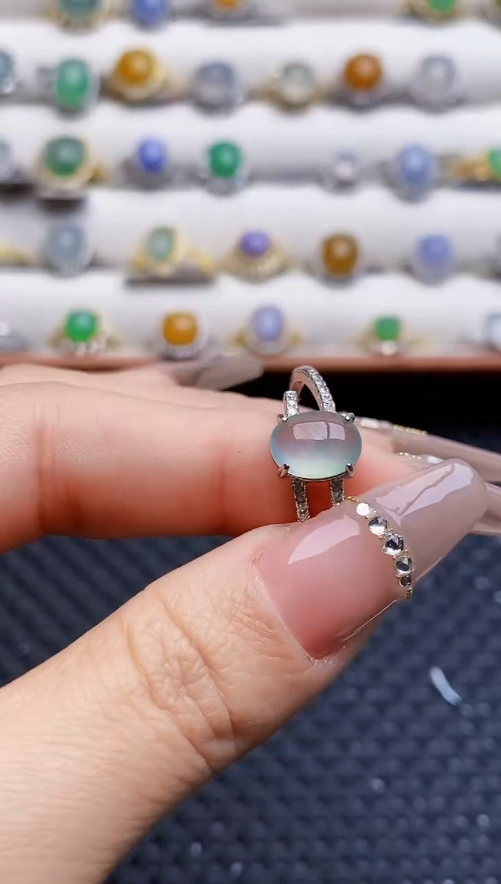 银S925镶嵌戒指翡翠6694