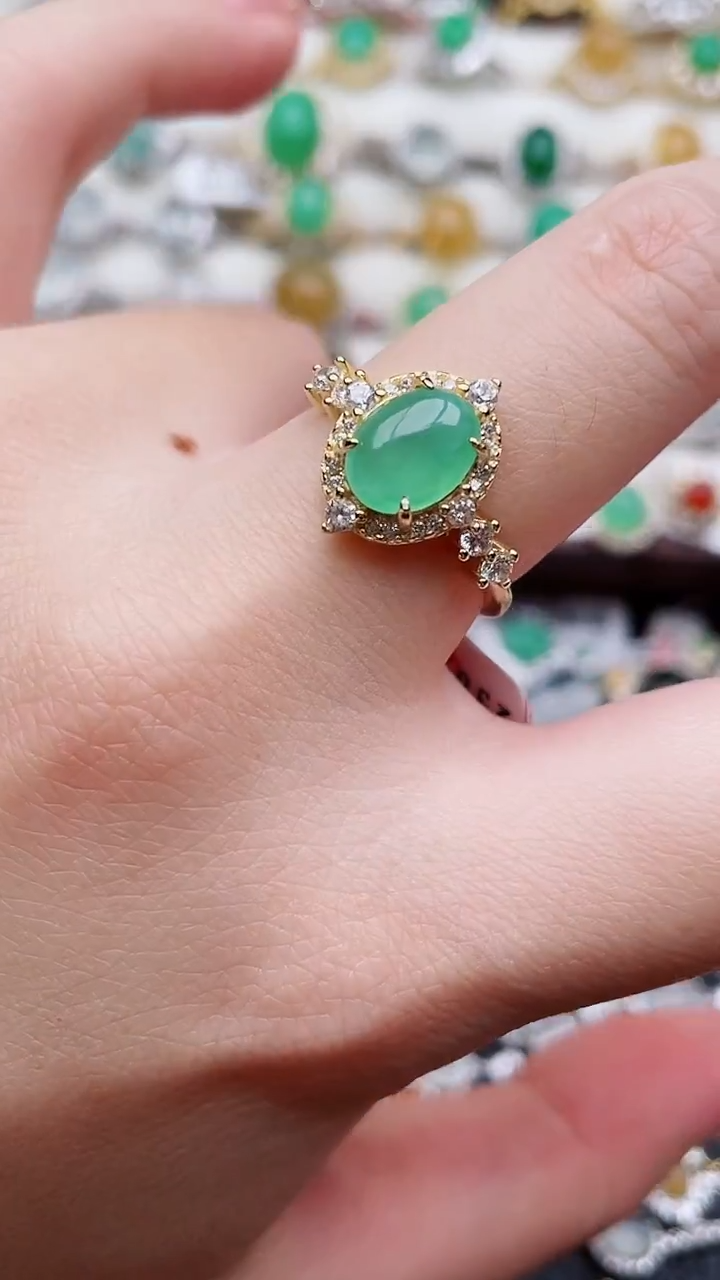 银S925镶嵌戒指翡翠133