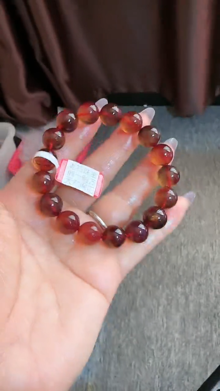【闪购商品】琥珀手链未镶嵌规格11血紫红蜜手串#42