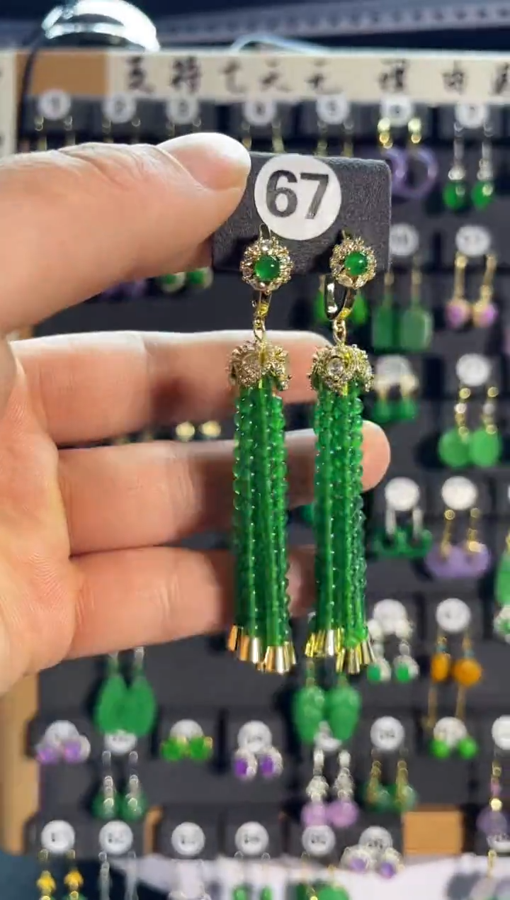 【闪购商品】翡翠耳饰银S925镶嵌老67