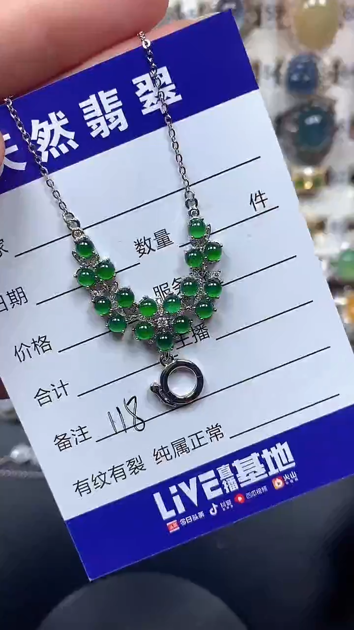 颈饰银S925镶嵌翡翠118
