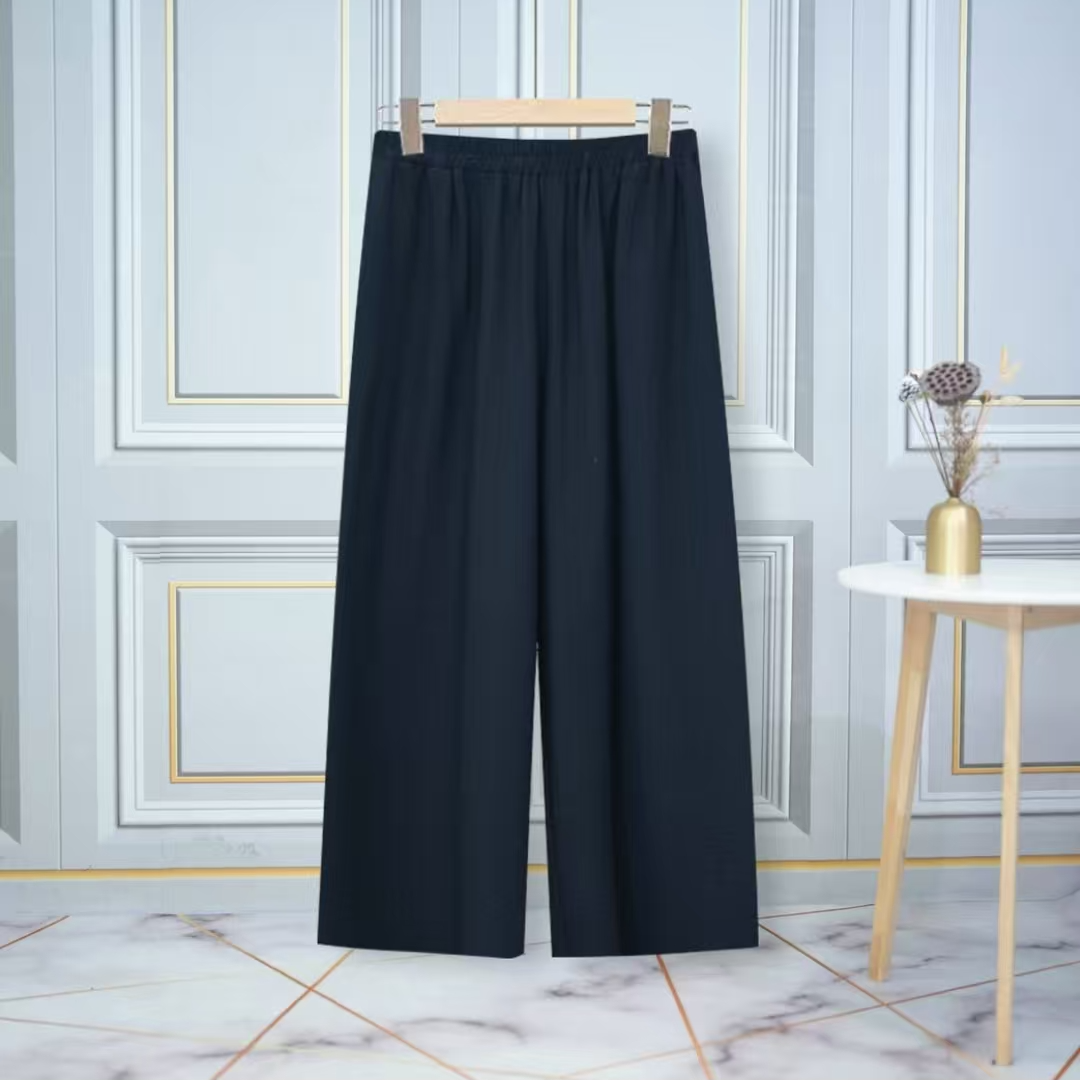 美美服饰9818薄款棉麻凉感弯刀裤垂感冰丝阔腿裤