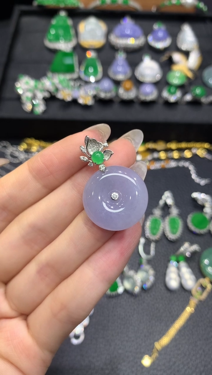 吊坠(不含链)18K金镶嵌翡翠11