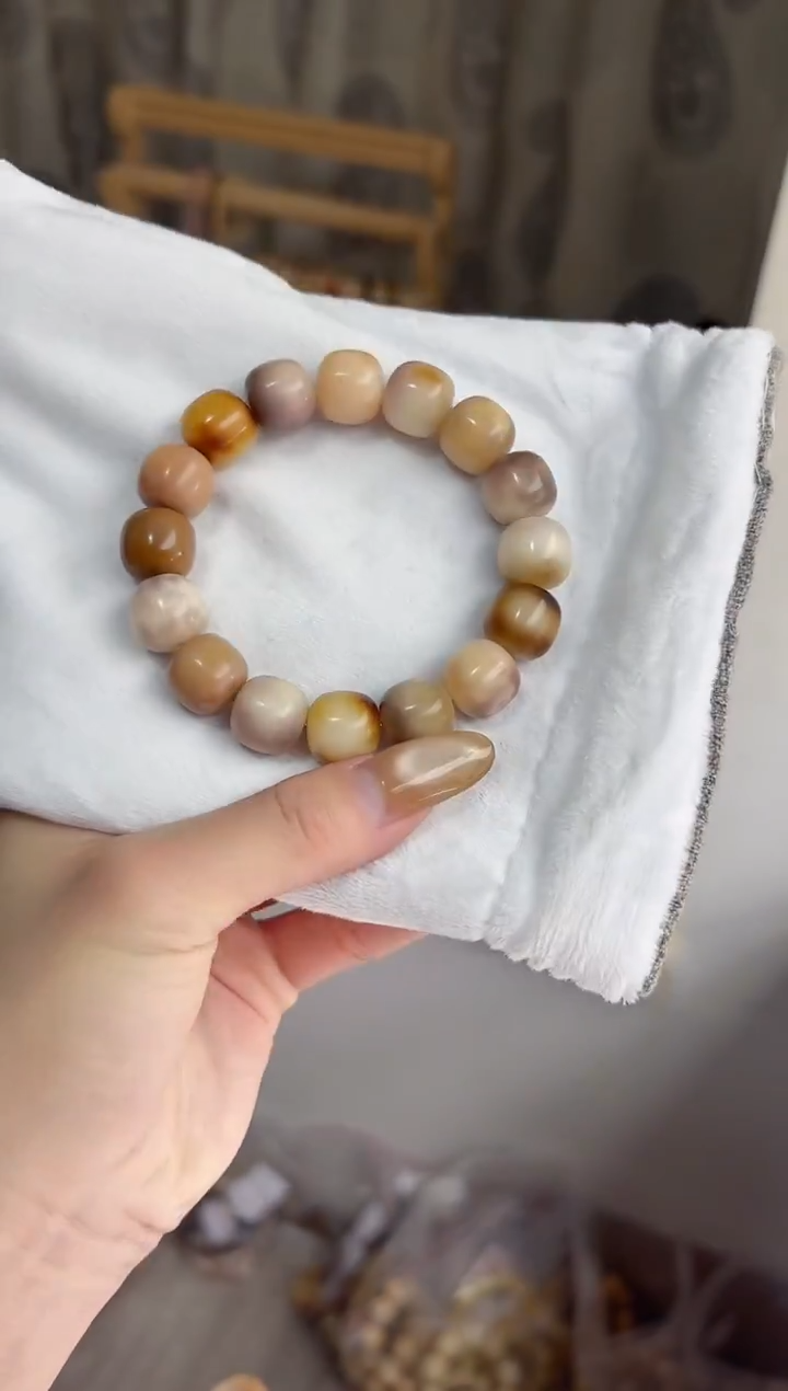 手串菩提根/象牙果沐n62紫美人干磨桶珠13*14mm手串