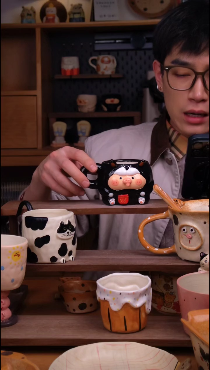 杯子陶景德镇可爱设计师款陶瓷