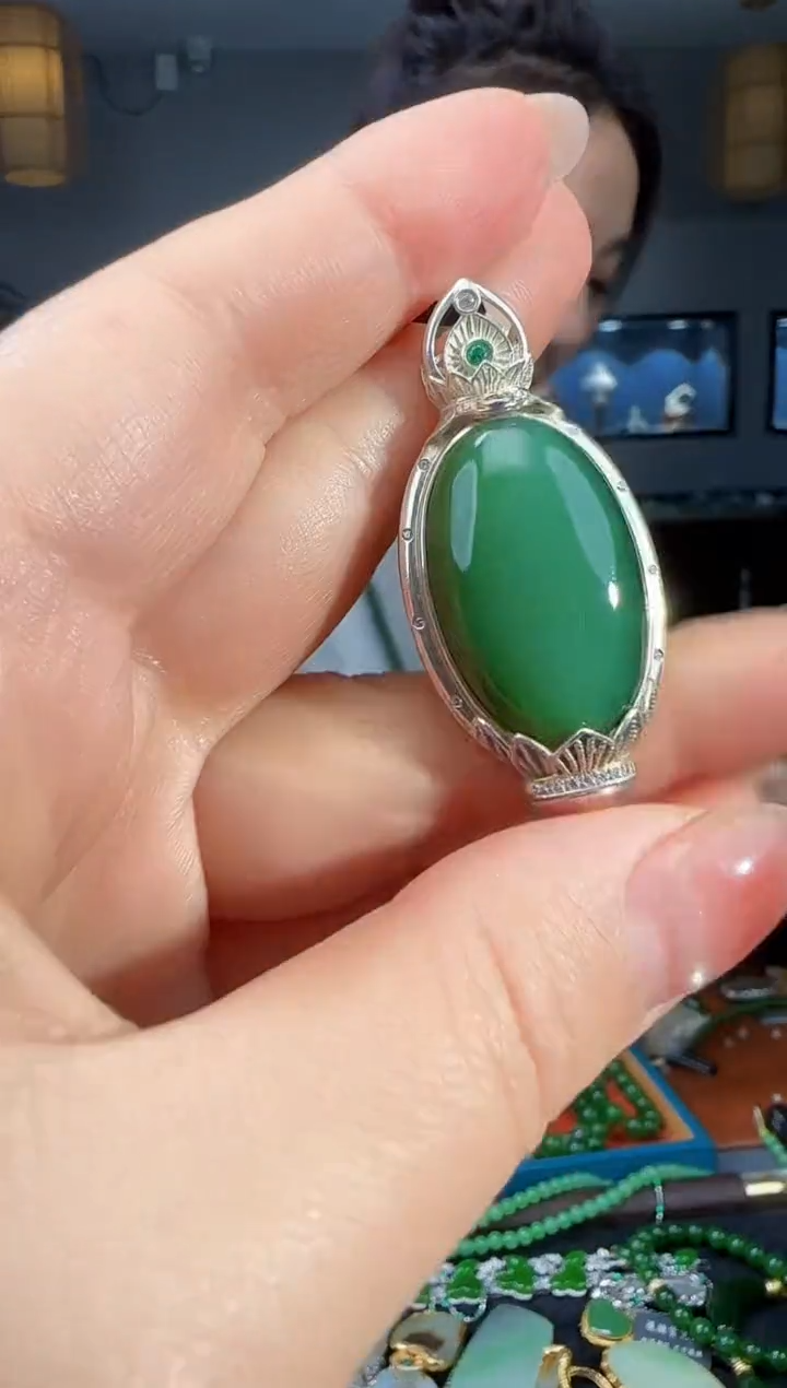 吊坠(不含链)银S925镶嵌和田玉1