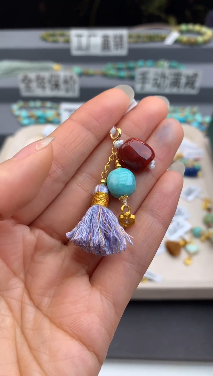 银S925镶嵌提溜南红玛瑙茜.E74