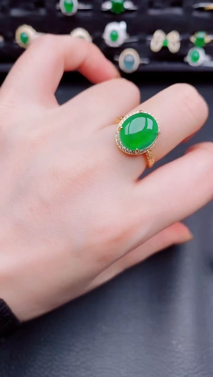 【闪购商品】翡翠戒指银S925镶嵌天然a货翡翠102