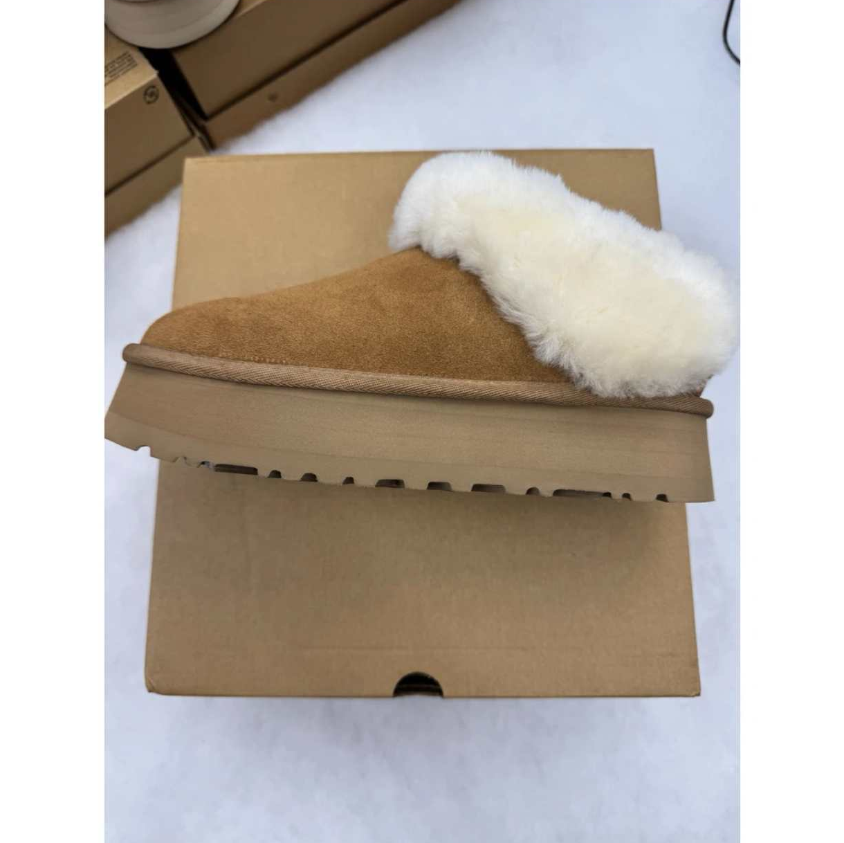 【塔茨勒4CM】-雨琦款-桑坡皮毛一体浅口短筒懒人一脚蹬加厚保暖