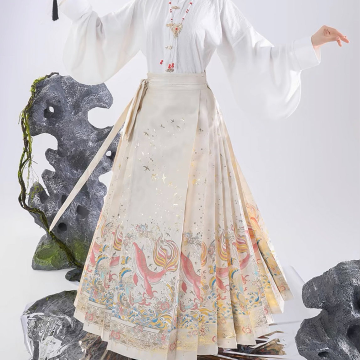 大鱼鲲鹏 四季款明制汉服织金妆花满织马面裙套装 原创显瘦中国风