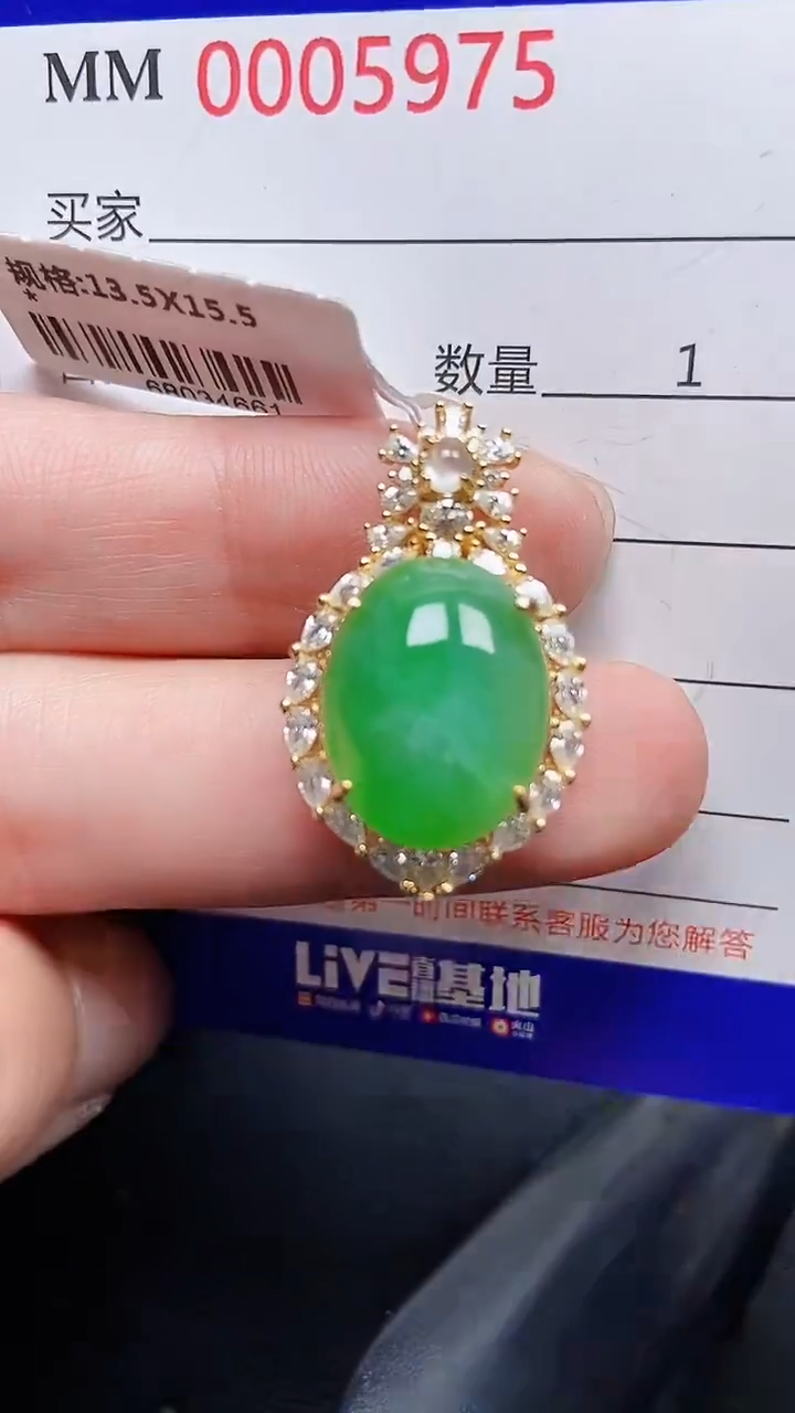 颈饰银S925镶嵌翡翠5975