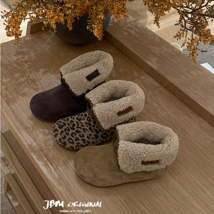 羊羔毛翻领两穿女童雪地靴冬季新款儿童毛毛靴丑萌勃肯鞋棉鞋短靴