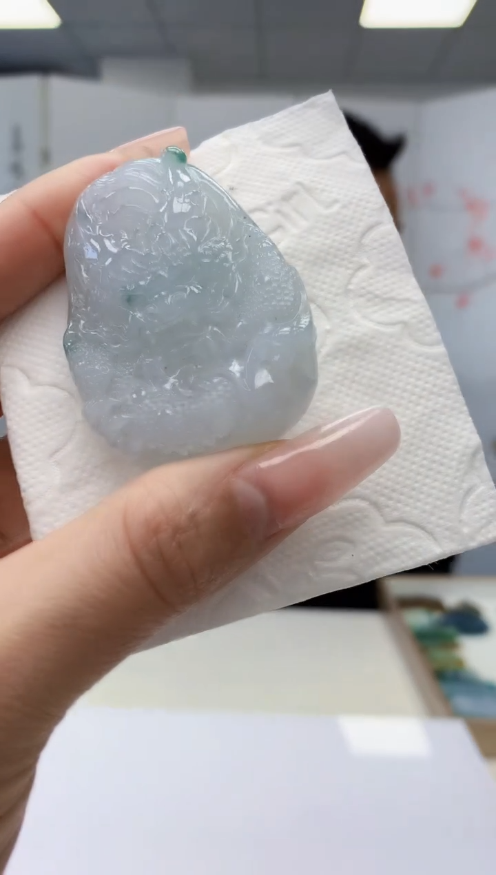 【闪购商品】定制翡翠未镶嵌3916lr-毛货挂件181