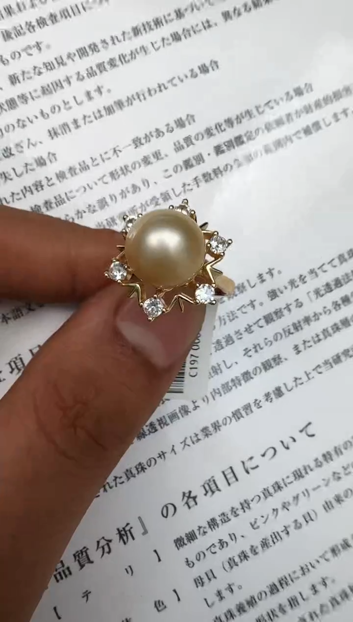 银S925镶嵌戒指海水珍珠戒指